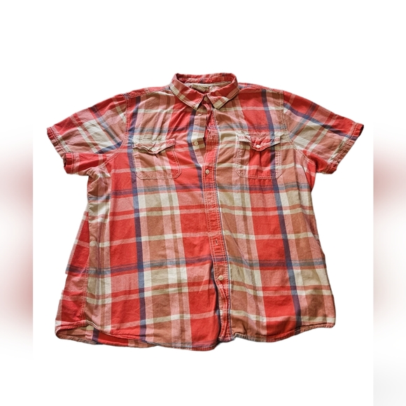 Roebuck & Co XXL men's short sleeved button-down plaid shirt, 100% cotton - Picture 3 of 6